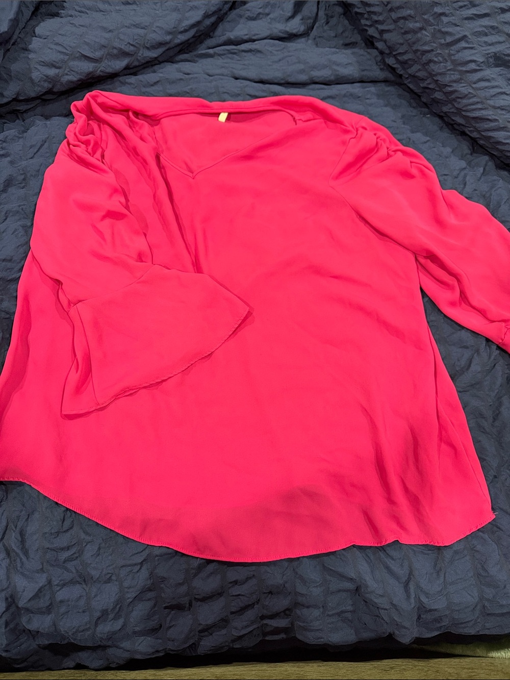 Women’s Bright Pink V-Neck Blouse